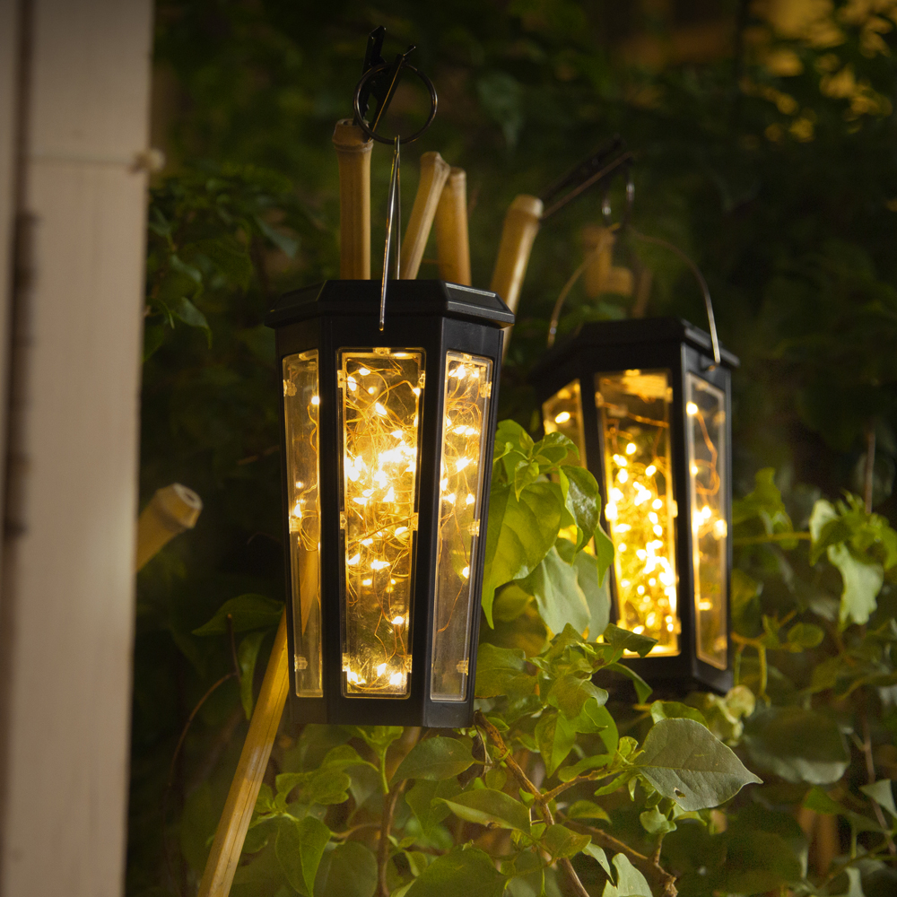 Hexagonal LED light string hanging light Solar light outdoor garden light automatic light after dark garden courtyard atmosphere decoration insert outdoor light Intelligent light IP65 outdoor waterproof 1600MAH AA NI-MH Steady on + blinking